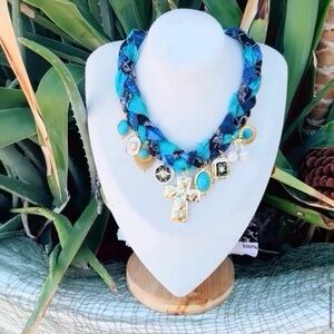 Brand new Handmade Blue and Gold Women's Necklace